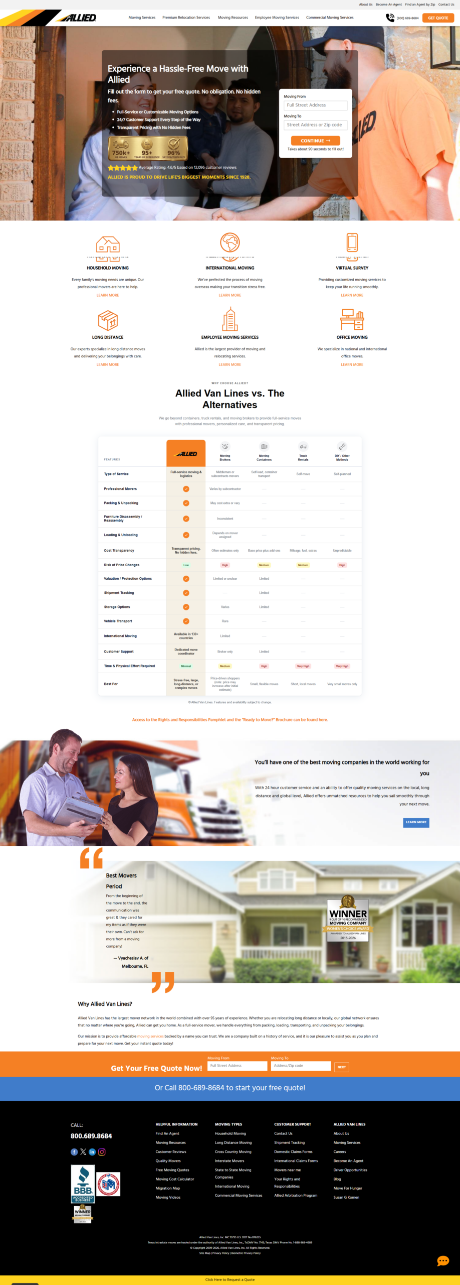 Allied Van Lines Website