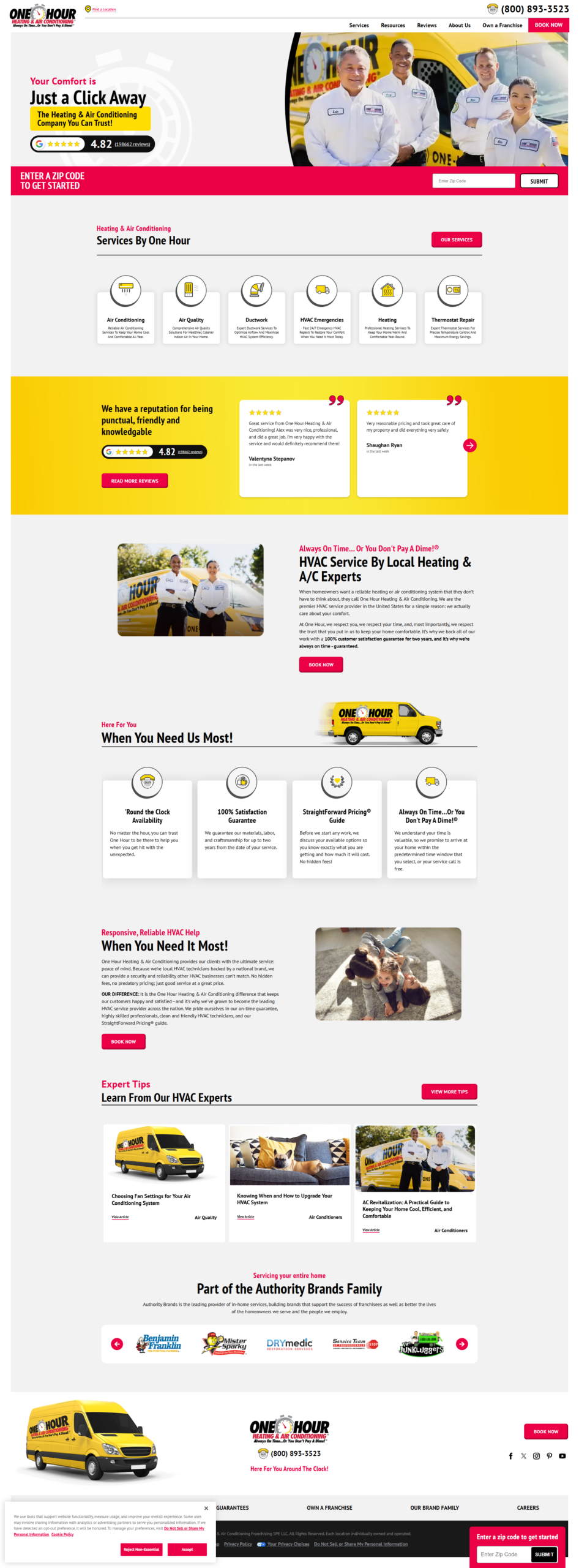 One Hour HVAC Website