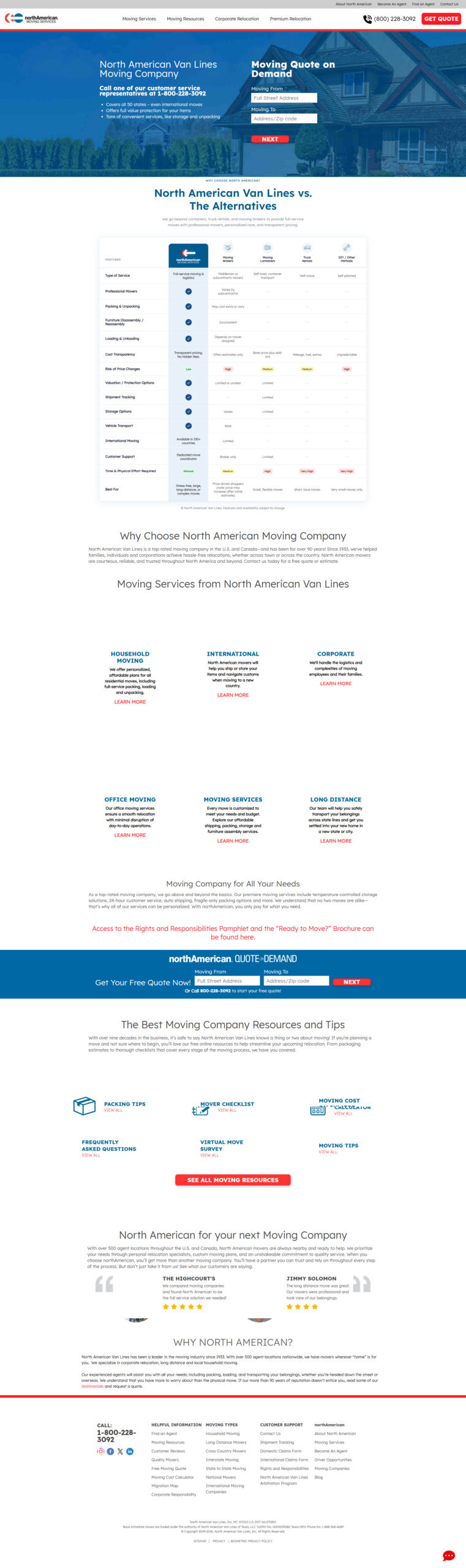 North American Van Lines Website